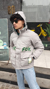 mens imported gray FCK puffer jacket